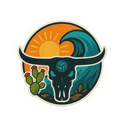 Desert Wave Longhorn Vinyl Sticker | Spike & Surf Co. - Spike and Surf Co