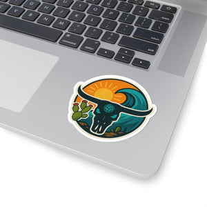 Desert Wave Longhorn Vinyl Sticker | Spike & Surf Co. - Spike and Surf Co
