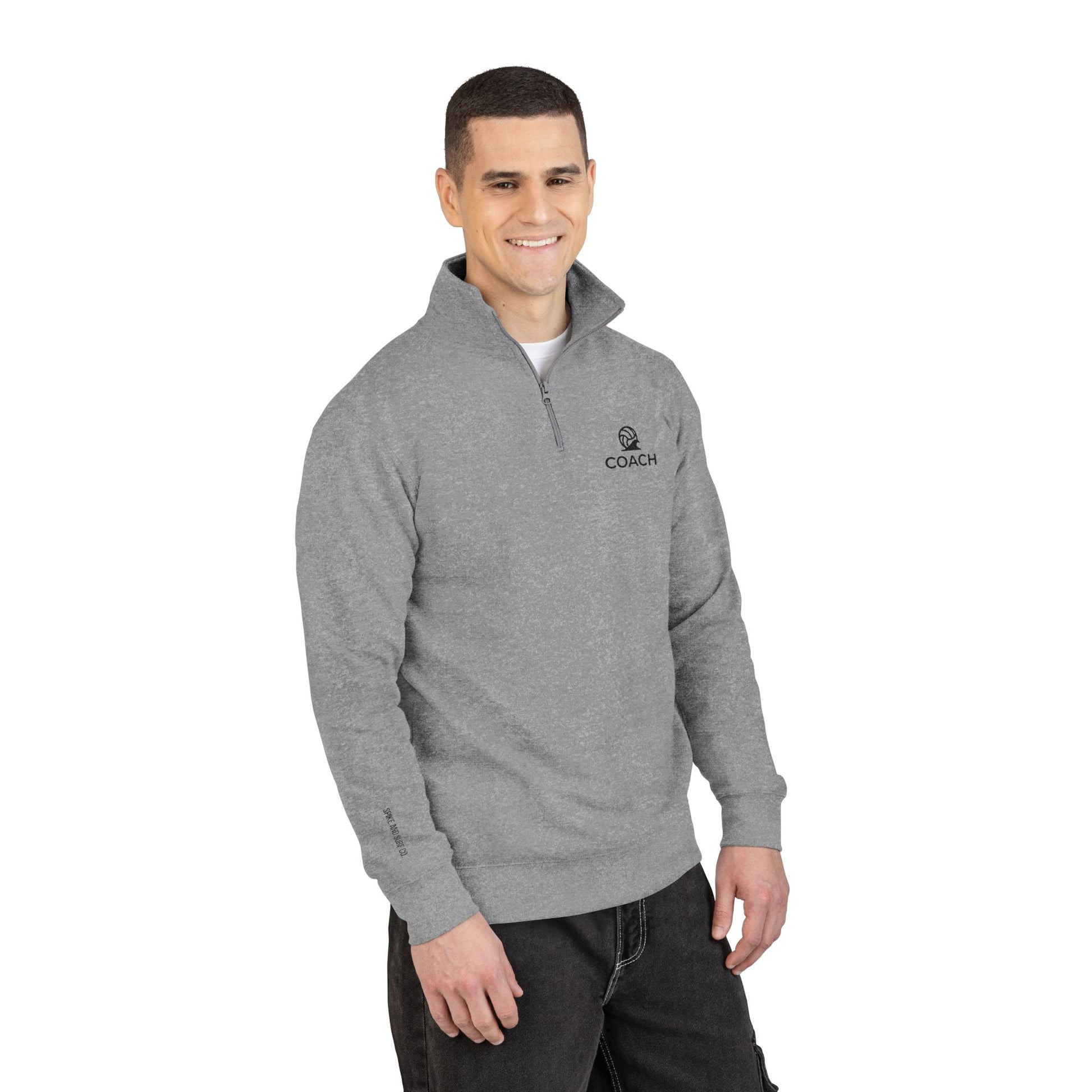 Premium Volleyball Coaches Club Embroidered Fleece Quarter - Zip Pullover - Spike and Surf Co