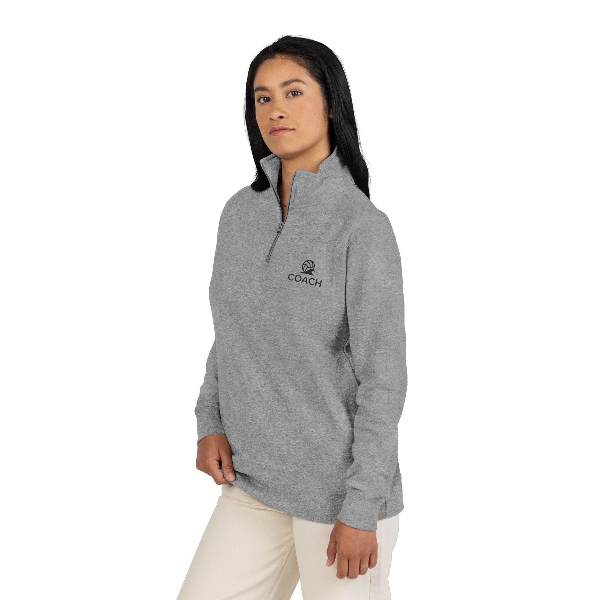 Premium Volleyball Coaches Club Embroidered Fleece Quarter - Zip Pullover - Spike and Surf Co