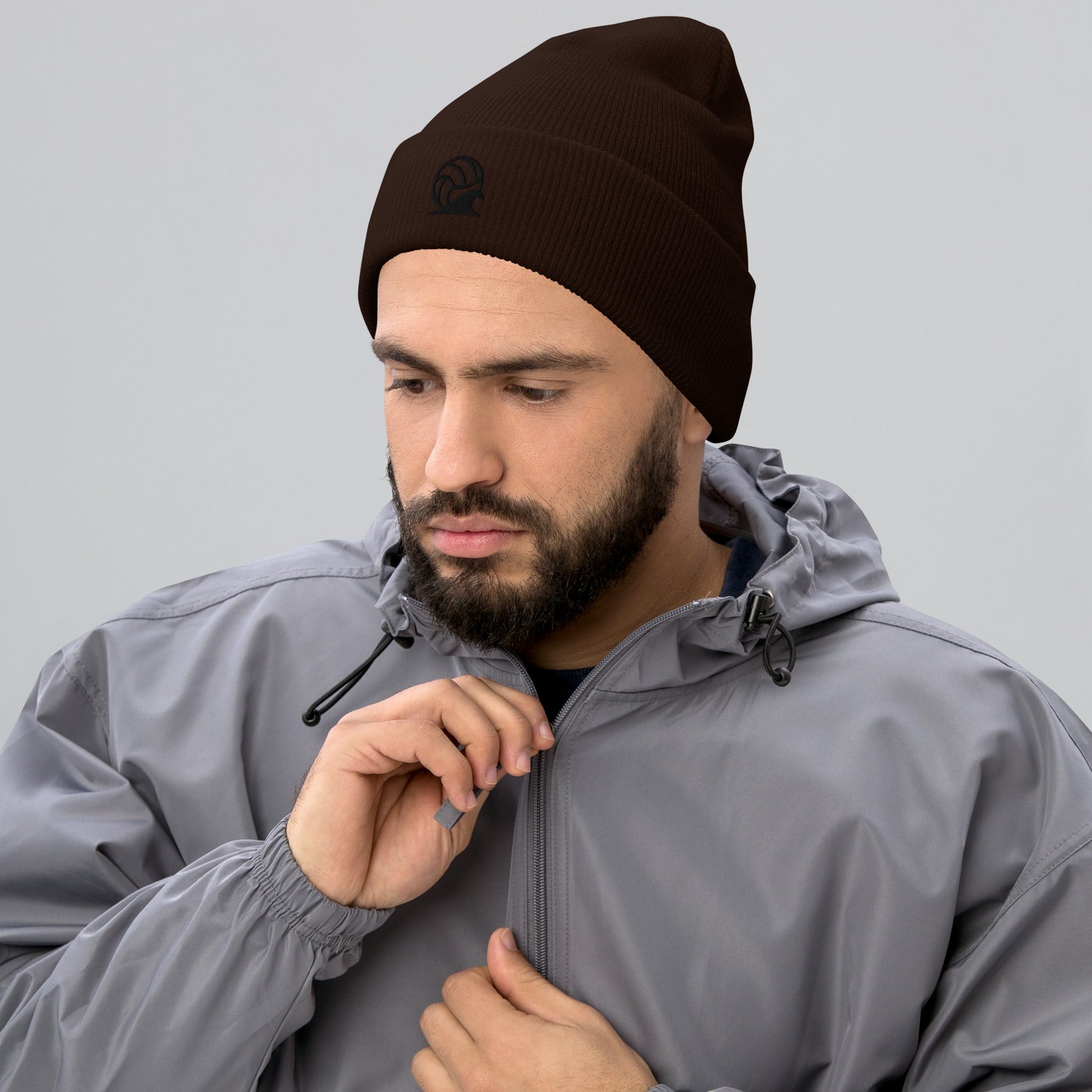 Spike & Surf Co. Embroidered Cuffed Beanie - Brown