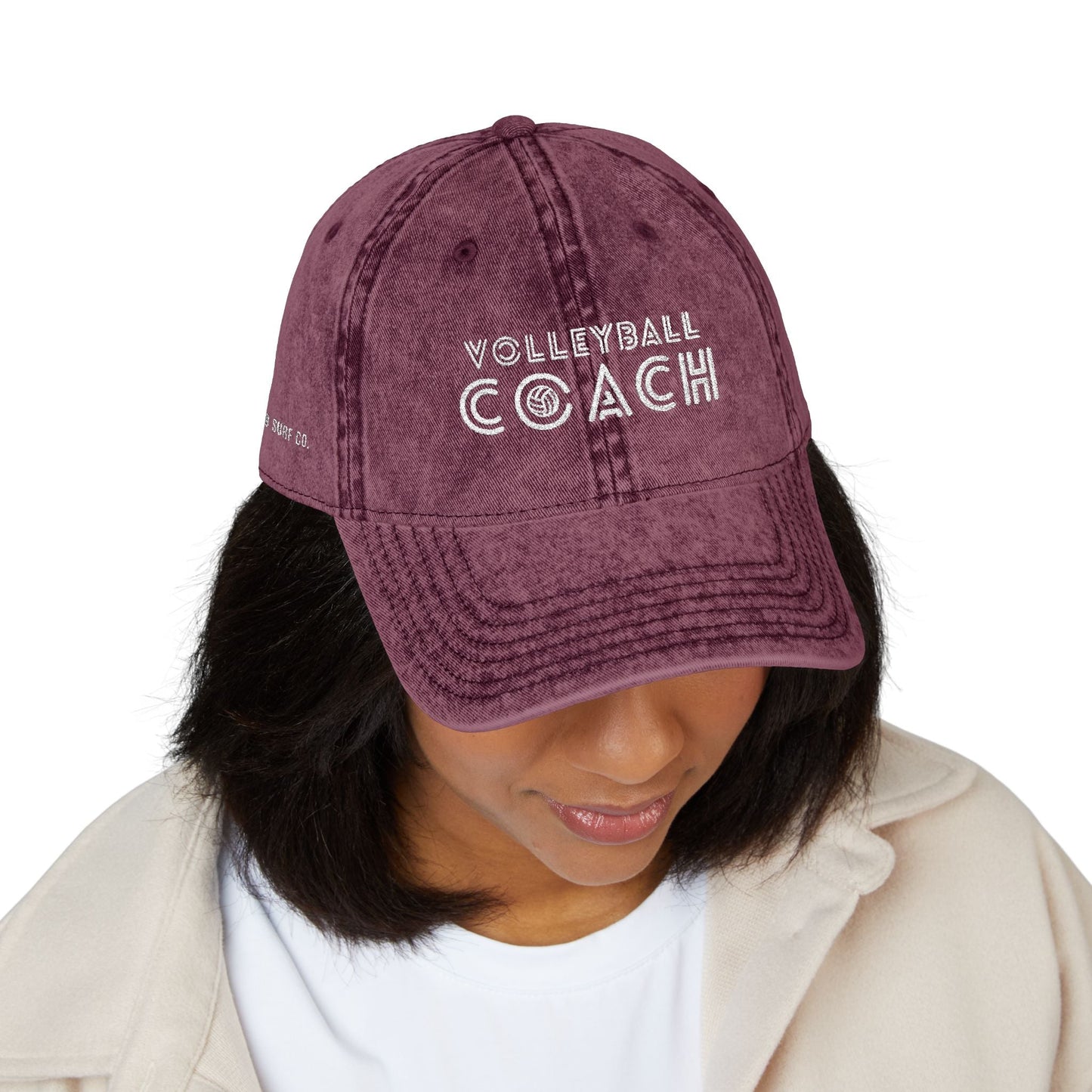 Volleyball Coach Vintage Dad Cap - Distressed Embroidered Hat – Spike & Surf Co. - Spike and Surf Co