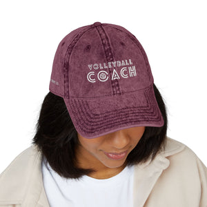 Volleyball Coach Vintage Dad Cap - Distressed Embroidered Hat – Spike & Surf Co. - Spike and Surf Co